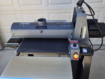 SuperMax 25-50 Drum Sander with Open Stand and infeed & outfeed tables