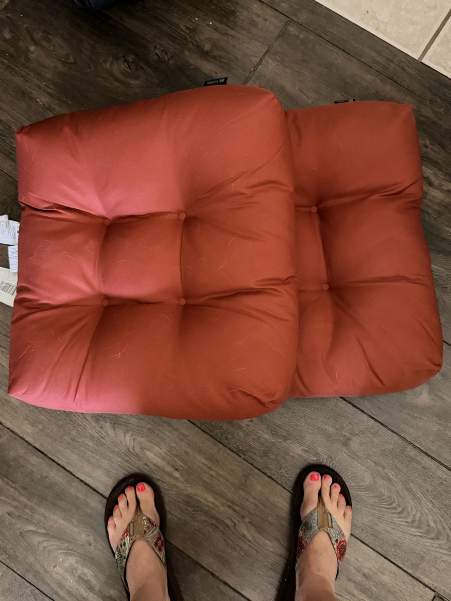 2 Pack EST. CLASSIC Outdoor Patio Chair Cushions - burnt orange, Tufted Seat Pads