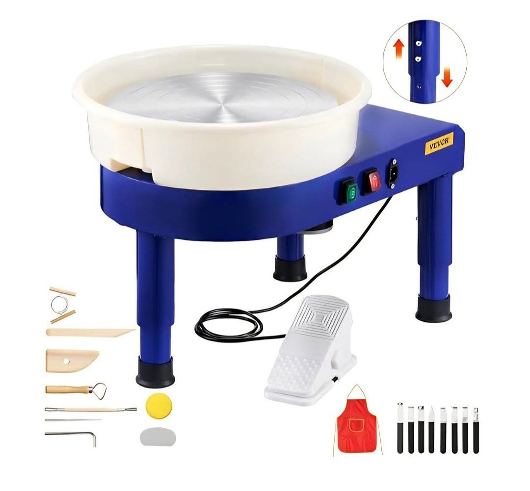 14in Pottery Wheel for Adults Beginners, 0-6in Height-Adjustable, 450W Pottery Forming Machine 60-300RPM Electric Ceramic Wheel,