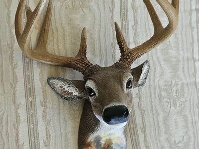 Thomas Kinkade Mountain Retreat Deer Head Wall Decor Wildlife Wonders Bradford Exchange A0449 11.5"Tx8.5"W