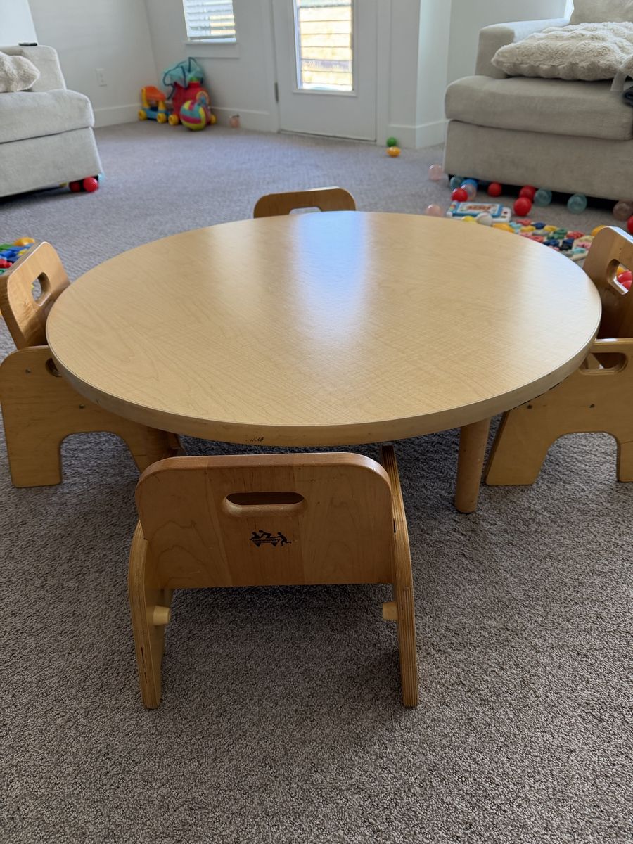 Community Playthings Wood Children's Round Table & 4 Chairs - Durable Play Set