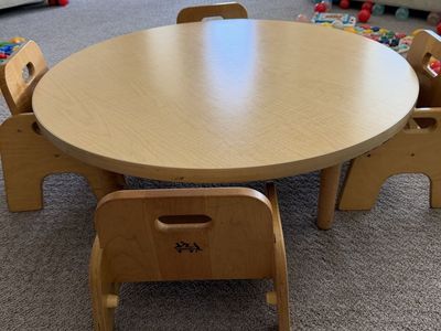 Community Playthings Wood Children's Round Table & 4 Chairs - Durable Play Set