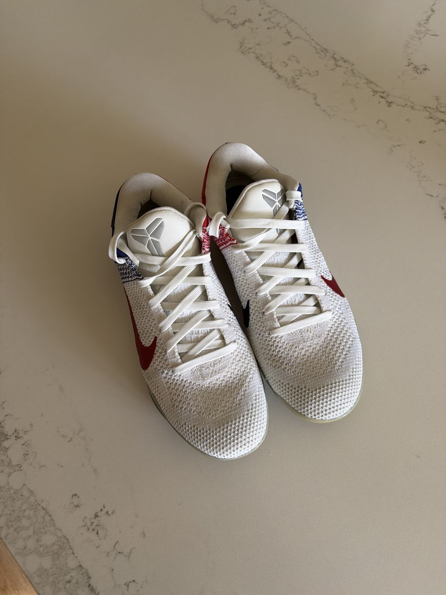Nike Kobe 11 Elite Low 4th of July White/Red/Blue Basketball Shoes size 10.5