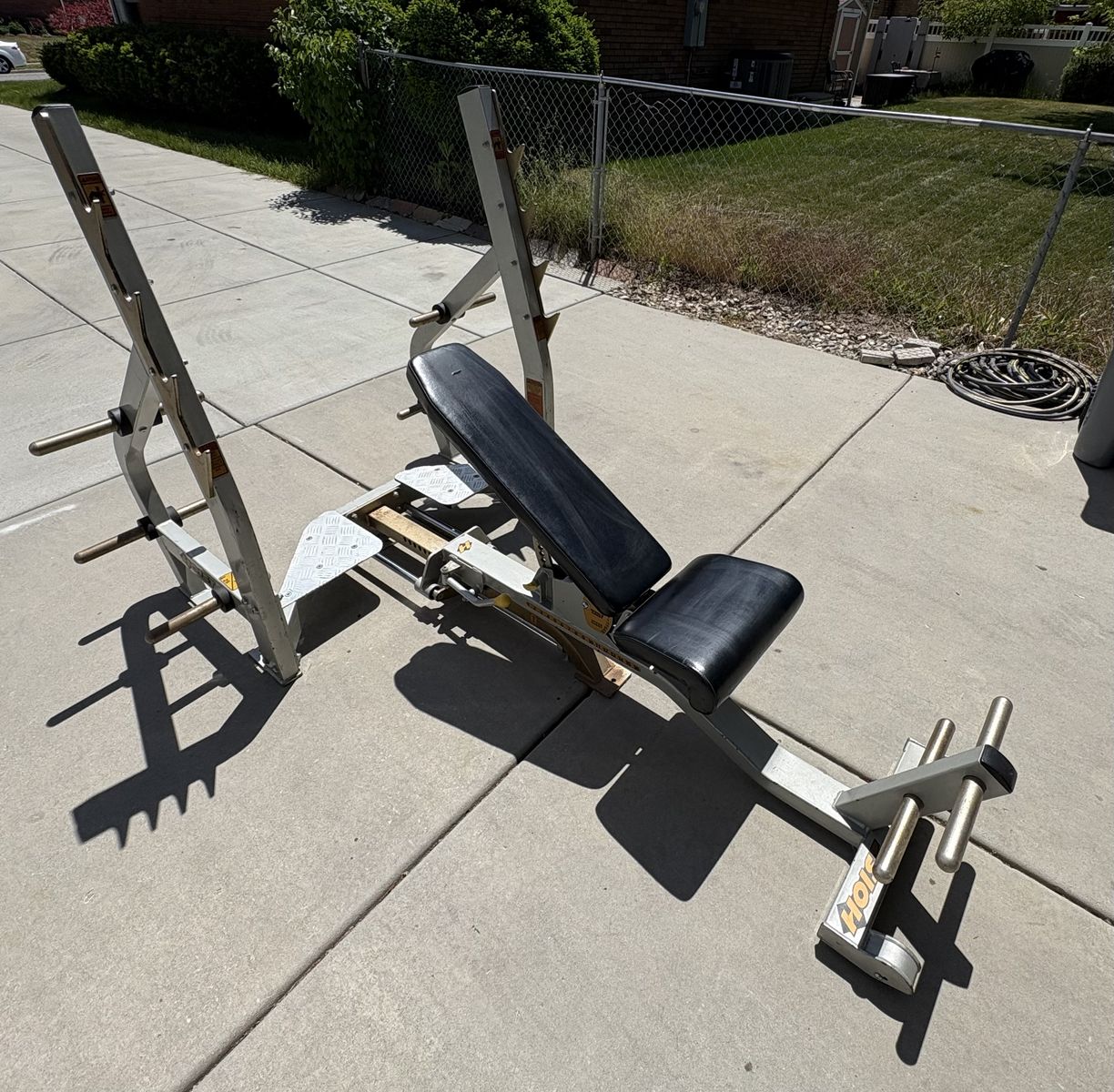 HOIST Commercial 3-Way Olympic Bench w/ Spotter Platform & Weight Storage
