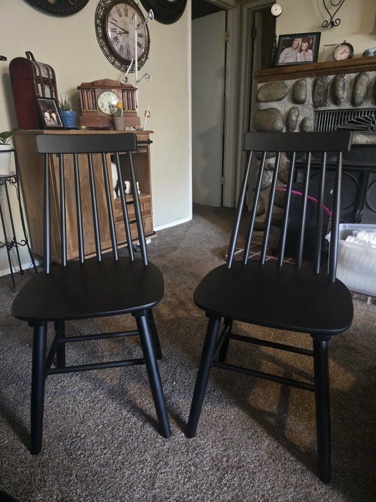 Atomsphere Black Wooden Spindle Back Dining Chairs (Set of 2) - Farmhouse Style