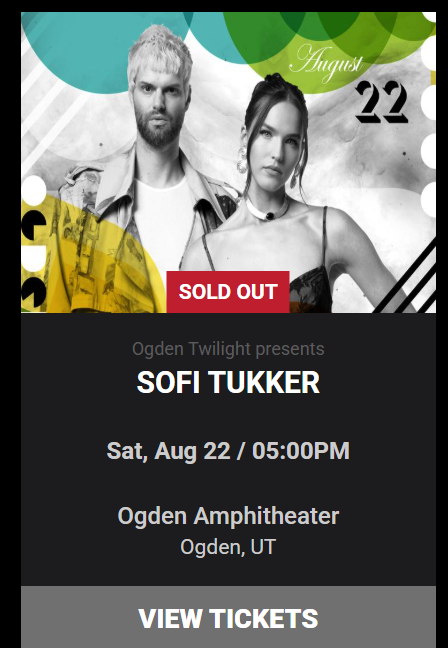 Sofi Tukker VIP Tickets - Ogden Amphitheater - August 22