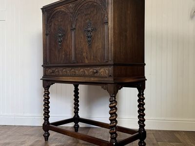 Antique Jacobean Revival Secretary Desk on Barley Twist Stand – Skandia Furniture Co.