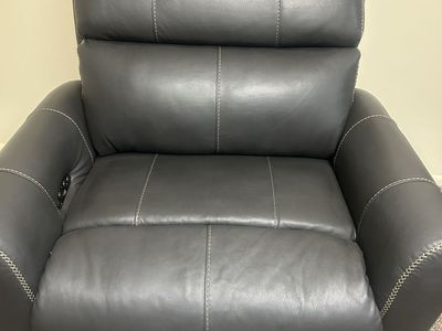 Luxury grey Leather Recliner with White Contrast Stitching - Excellent Condition