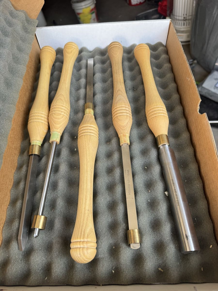 Wood Lathe Chisel Turning Tool Set - 5pc HSS Carving Tools with Wooden Handles, Used Excellent Condition