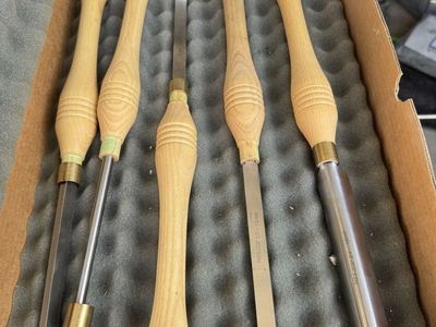 Wood Lathe Chisel Turning Tool Set - 5pc HSS Carving Tools with Wooden Handles, Used Excellent Condition