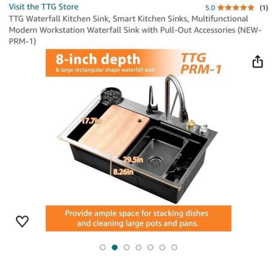 TTG Waterfall Kitchen Sink With Accessories - Premium
