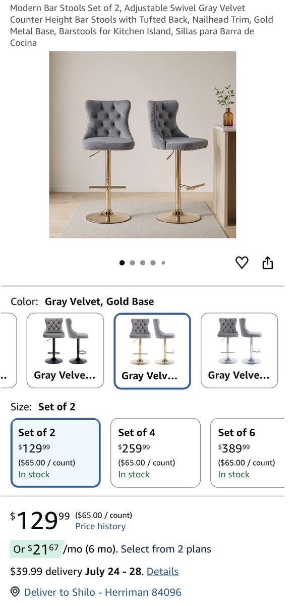 Set of two modern barstools