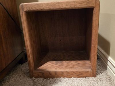 Vintage Solid Oak End Table Cubby Accent Side Table