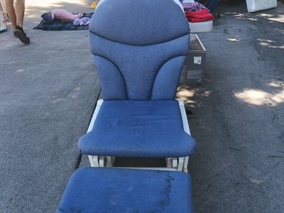 Blue Nursery Glider Rocking Chair with Ottoman