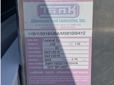 aluminum tank industries 110 Gal. refueling tank with 12 v pump and filler hose