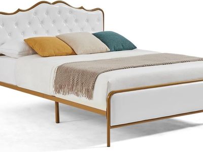 Queen Frame buckle style backres bed, back rest with high quality soft thick leather fabric, filled with high elastic