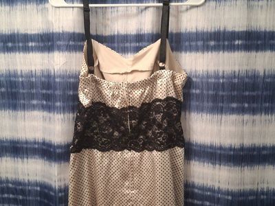 Torrid Size 12 Polka Dot Slip Dress with Black Lace Trim, Adjustable Straps