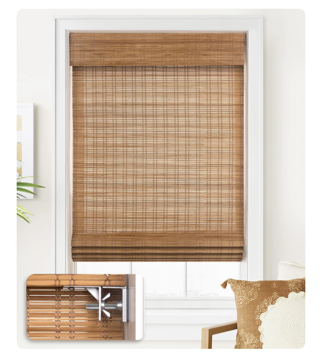New, LazBlinds Cordless Bamboo Roman Shades