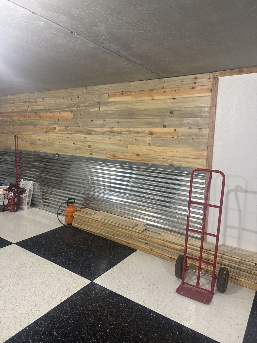 Blue pine, tongue and grooved wall paneling
