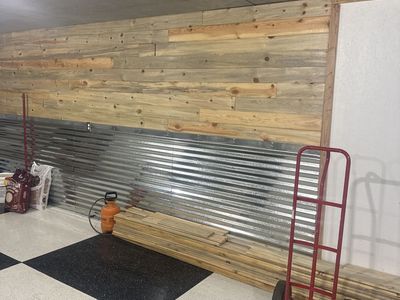 Blue pine, tongue and grooved wall paneling