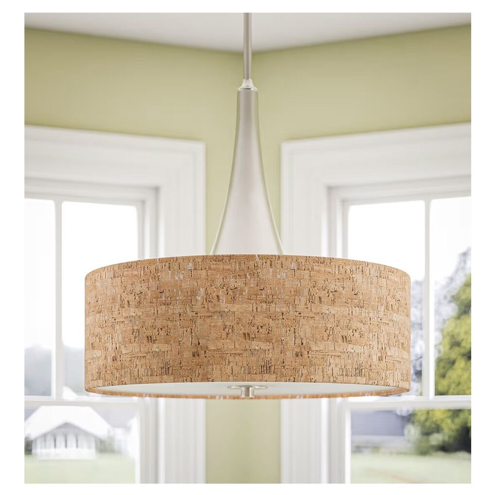 Kenroy Home 3-Light Pendant, Brushed Steel & Cork