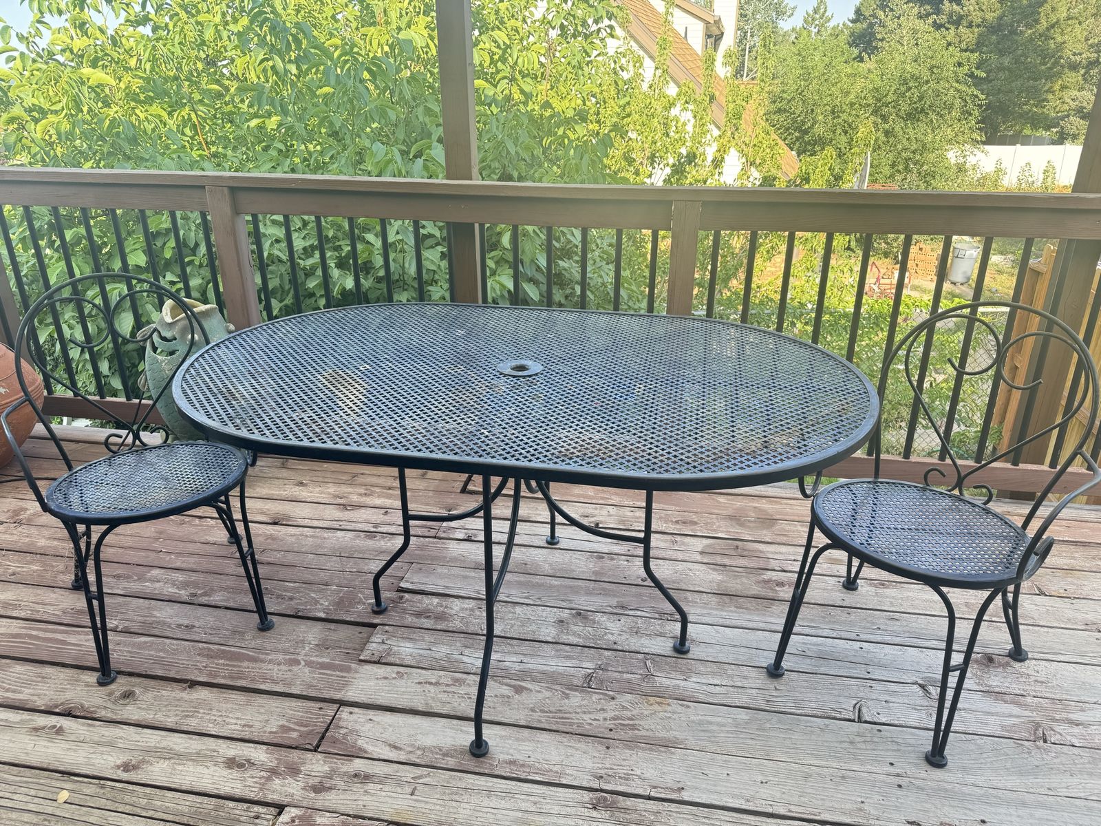Wrought Iron Patio Table and 2 Chairs