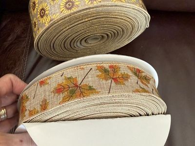Brand new bolts of fall ribbons fall leaves and sunflowers $20 each