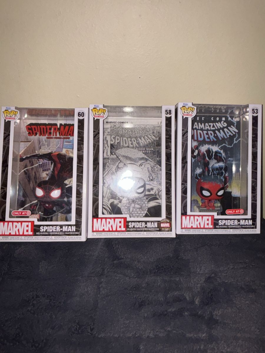 Funko Pop! Marvel Spider-Man Comic Cover Set: Miles Morales 60, Amazing Spider-Man 58, Amazing Spider-Man 53