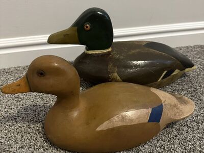 Wooden Duck Decoys. Hand Carved