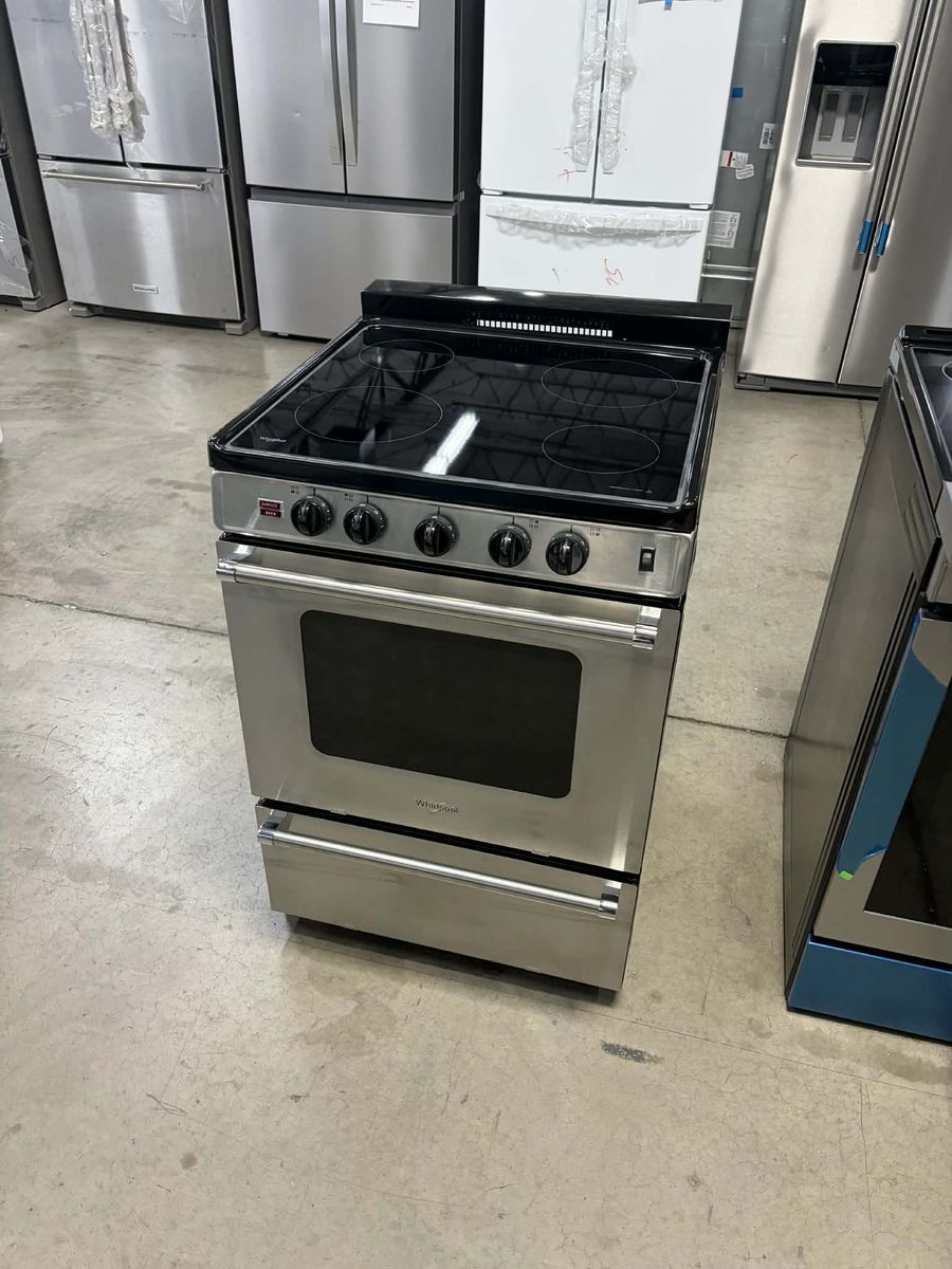 NEW WHIRLPOOL 24 INCH STAINLESS ELECTRIC RANGE