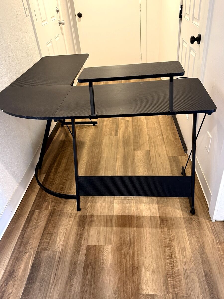 L-Shaped Gaming Desk — Monitor Stand + Accessories Includedv