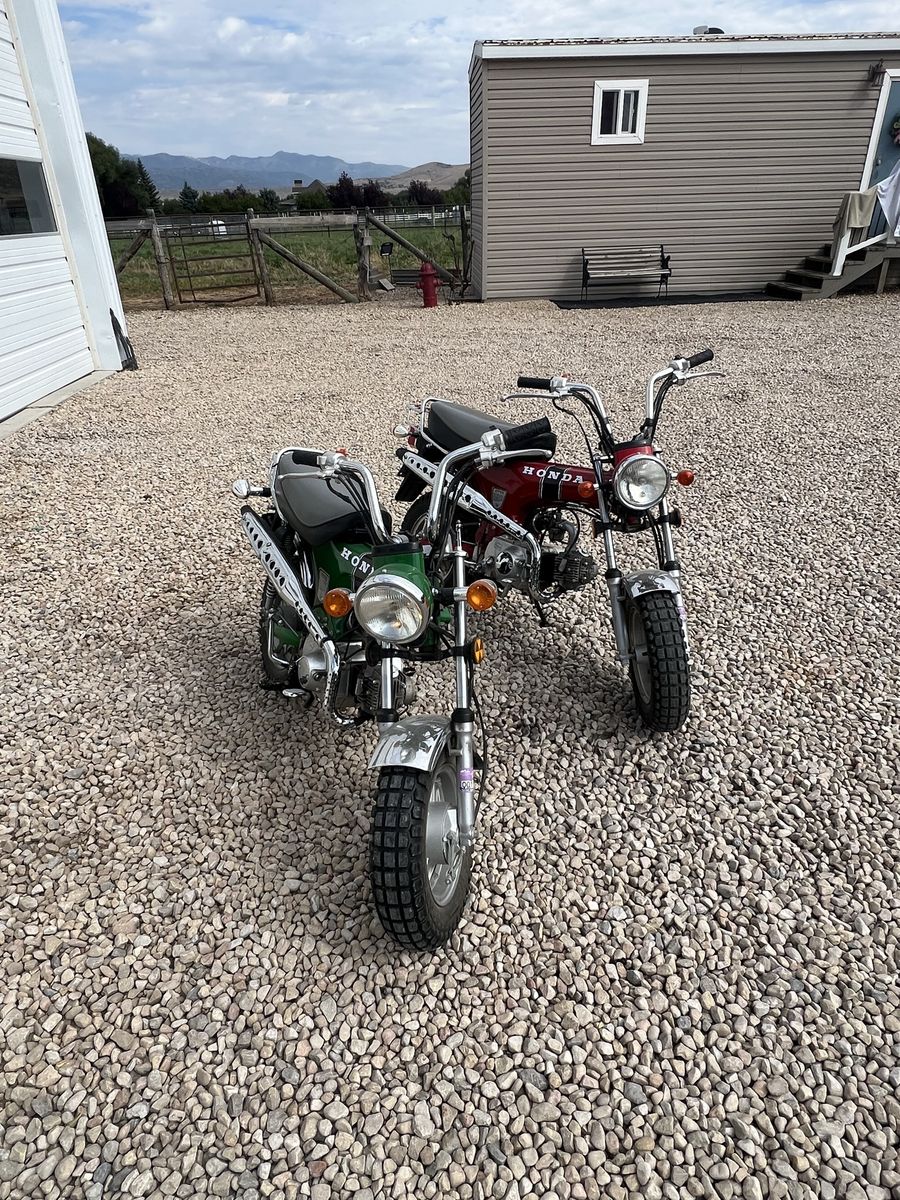 Vintage Honda Trail Mini Bikes - Green & Red Pair