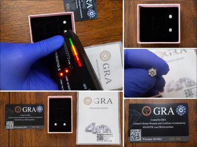 GRA Certified VVS1 Round Brilliant Moissanite Stud Earrings 3.0mm 0.10 CTW, Diamond Tester Pass