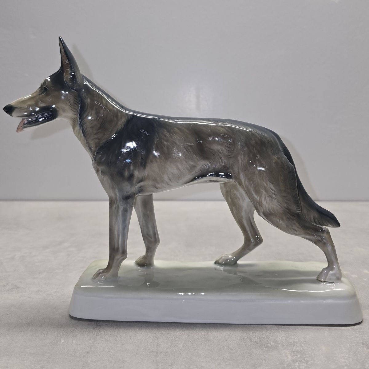 Rare Vintage Rosenthal German Shepard Porcelain Dog Figurine by Fritz Diller