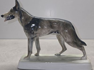Rare Vintage Rosenthal German Shepard Porcelain Dog Figurine by Fritz Diller