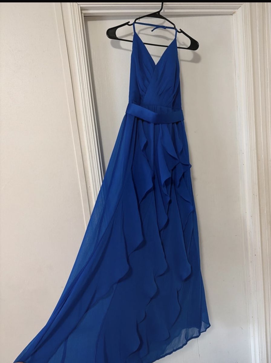 Vera Wang Royal Blue Chiffon Formal Evening Gown Size S