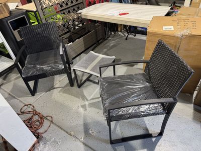 3 piece Rattan Wicker Black patio set with Cushions