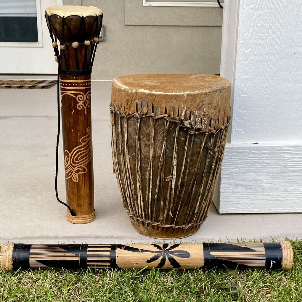 Handcrafed Djembe Drum Set-talking Drum, Rain Stic