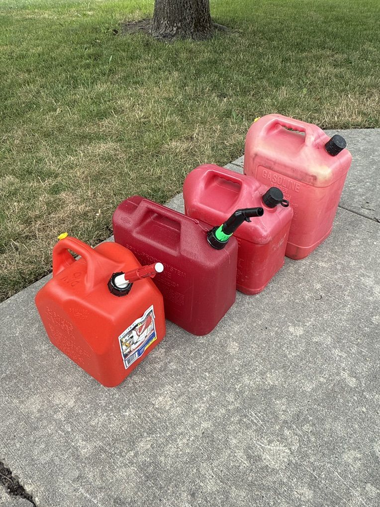 Gas Cans Hold 5 Gallons, $12.00 Each