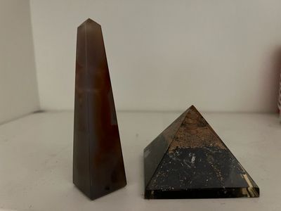 Natural Stone Obelisk & Orgonite Pyramid Energy Generator Set - Crystal Healing Decor