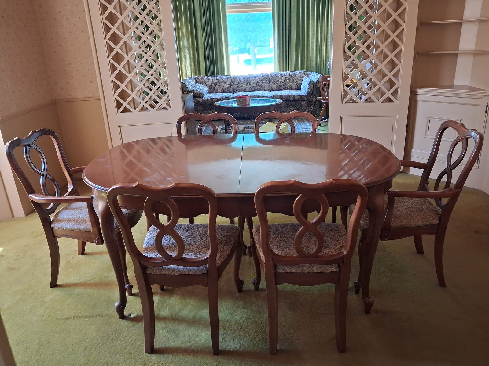 Vintage Wooden Dining Table & 6 Chairs