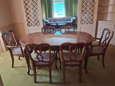 Vintage Wooden Dining Table & 6 Chairs
