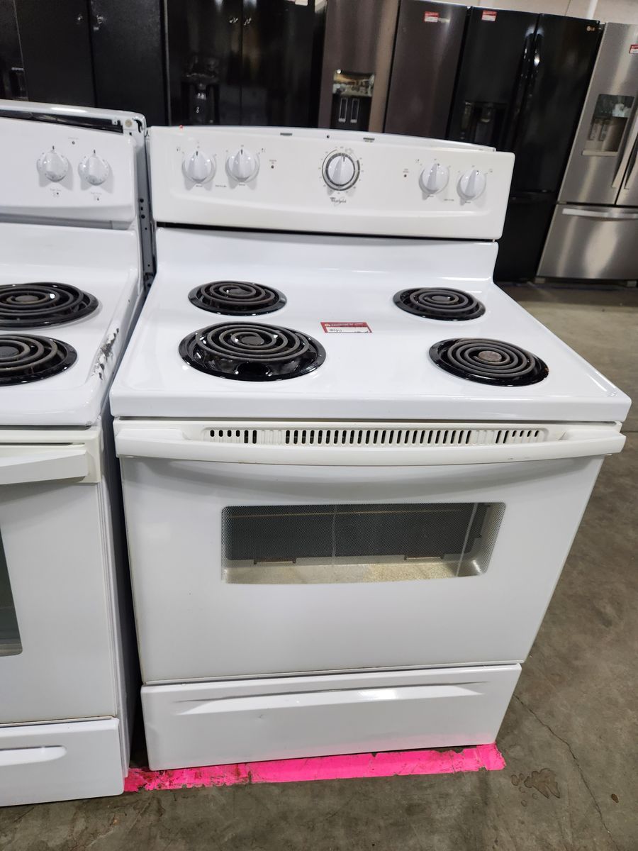 Whirlpool White Electric Range Stove with 4 Coil Burners & Oven