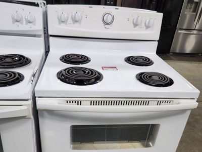 Whirlpool White Electric Range Stove with 4 Coil Burners & Oven