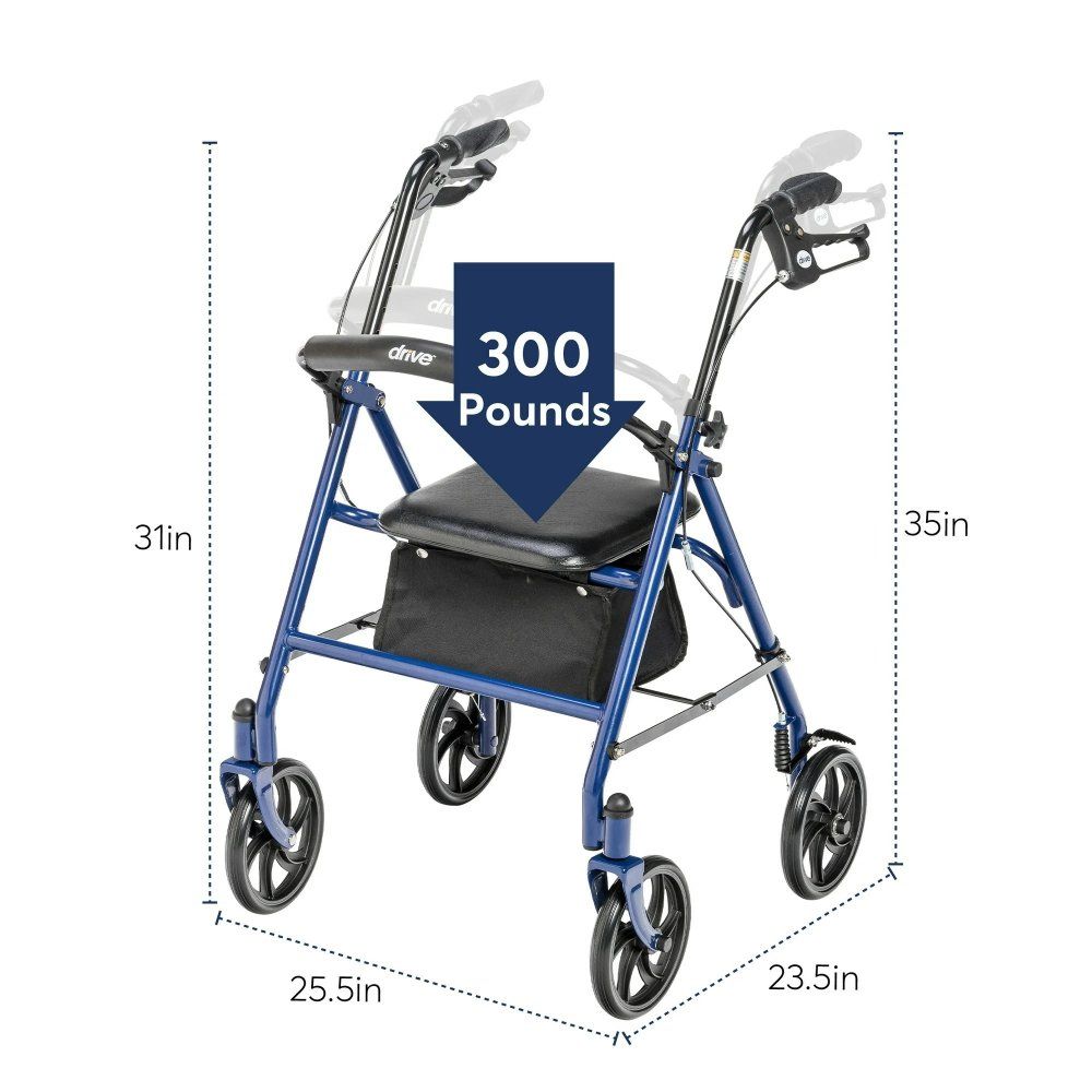 Medline Walker with Seat - Navy Blue