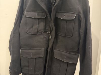 Express Black Military Style Wool Blend Utility Jacket Coat Men Medium