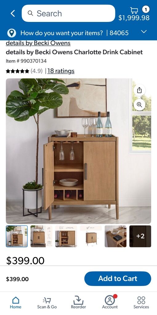 $99 LESS THAN SAM'S CLUB! BRAND NEW IN BOX- Member's Mark Details By Becki Owens Charlotte Bar Cabinet