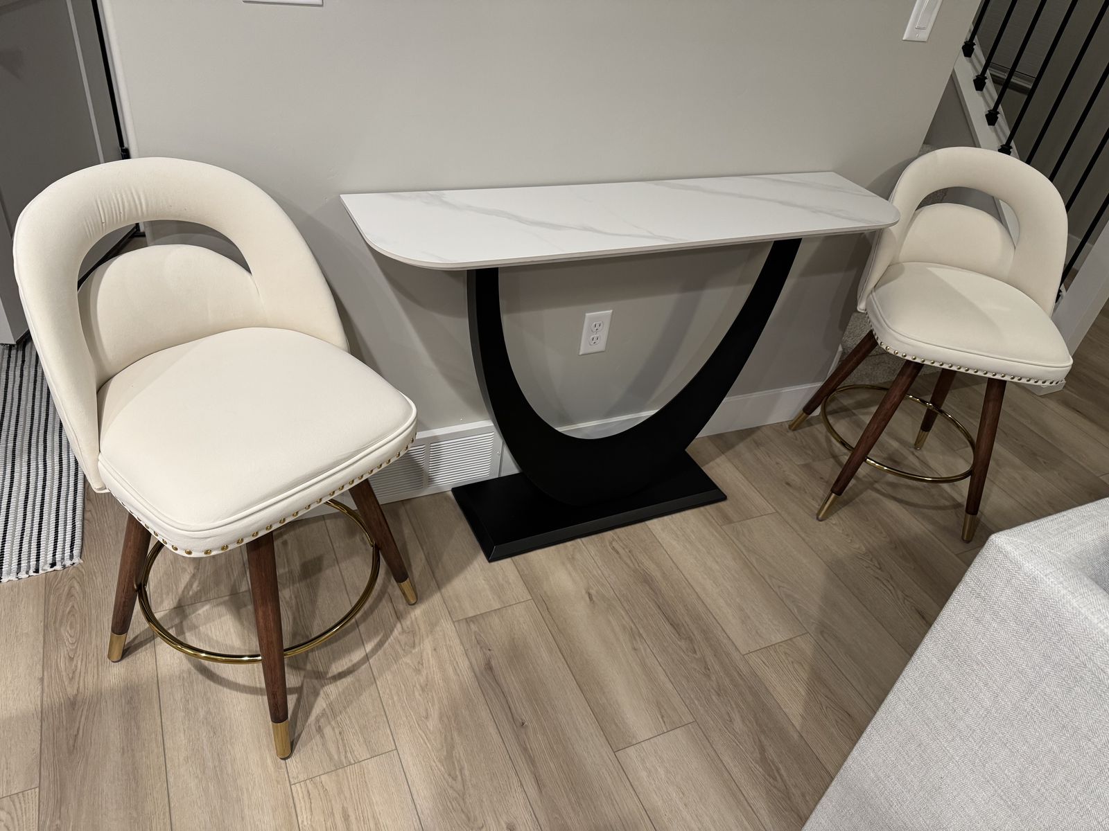 Stone Top Console Table w/ Counter Level Stools