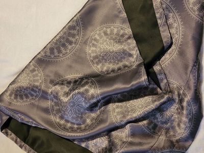 2 Mainstay “Grey Medallion” curtains. 30 inches x 24 inches (76.2 cm x 213.4 cm)