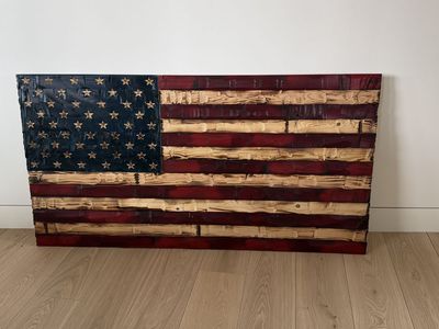 Home made American wooden Flag 70wide x 36
